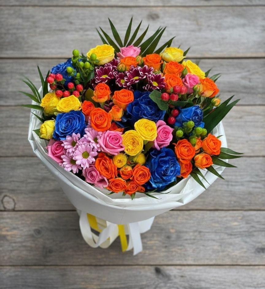 Букет цветов из: Розы и Хризантемы в Соколе Магаданской области