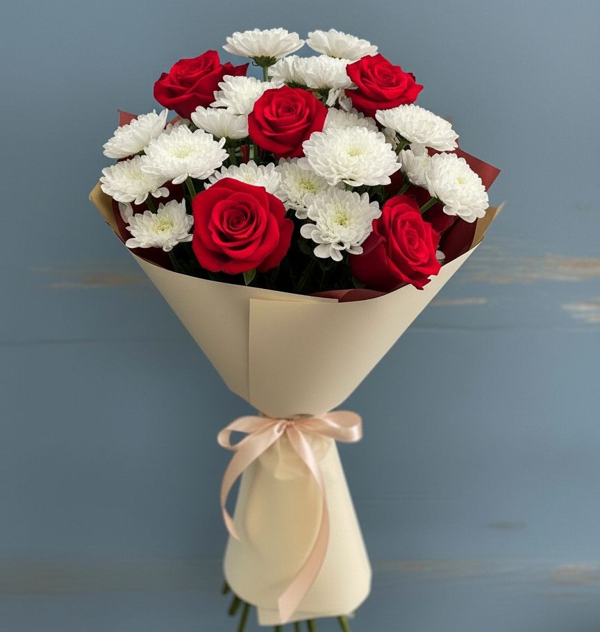 Букет цветов из: Розы и Хризантемы в Соколе Магаданской области