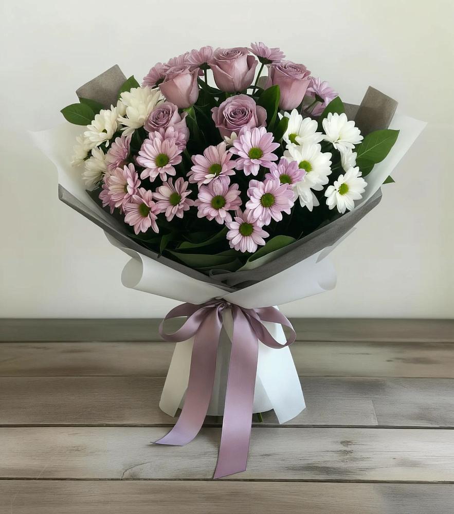 Букет цветов из: Хризантемы и Розы в Соколе Магаданской области