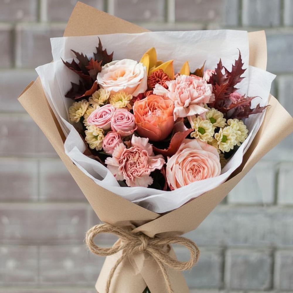 Букет цветов из: Гвоздики, Хризантемы и Розы в Соколе Магаданской области