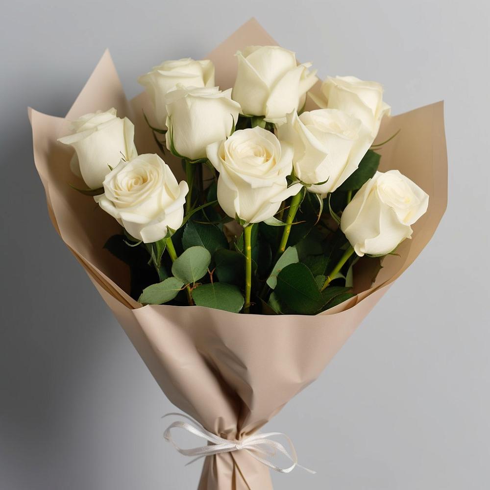 Букет 9 Белых роз Эдлесс Лав в Соколе Магаданской области