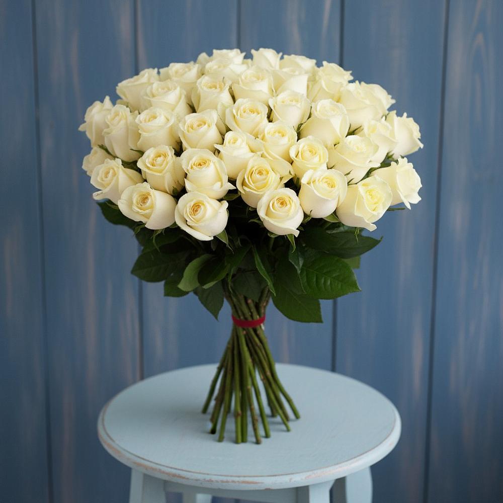 Букет 51 Белая роза Эдлесс Лав в Соколе Магаданской области