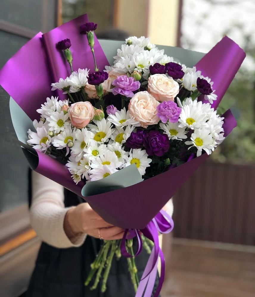 Букет цветов из: Хризантемы, Гвоздики и Розы в Соколе Магаданской области