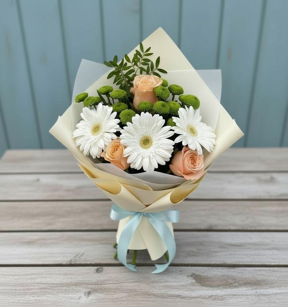 Букет цветов из: Герберы, Розы и Хризантемы в Соколе Магаданской области