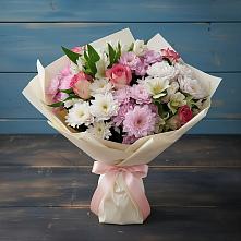 Букет цветов из:  Хризантемы, Альстромерии и Розы в Соколе Магаданской области