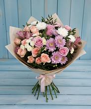 Букет цветов из:  Хризантемы, Розы и Альстромерии #REPLACE_PRED# Соколе Магаданской области