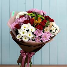 Букет цветов из:  Розы, Хризантемы и Альстромерии в Соколе Магаданской области